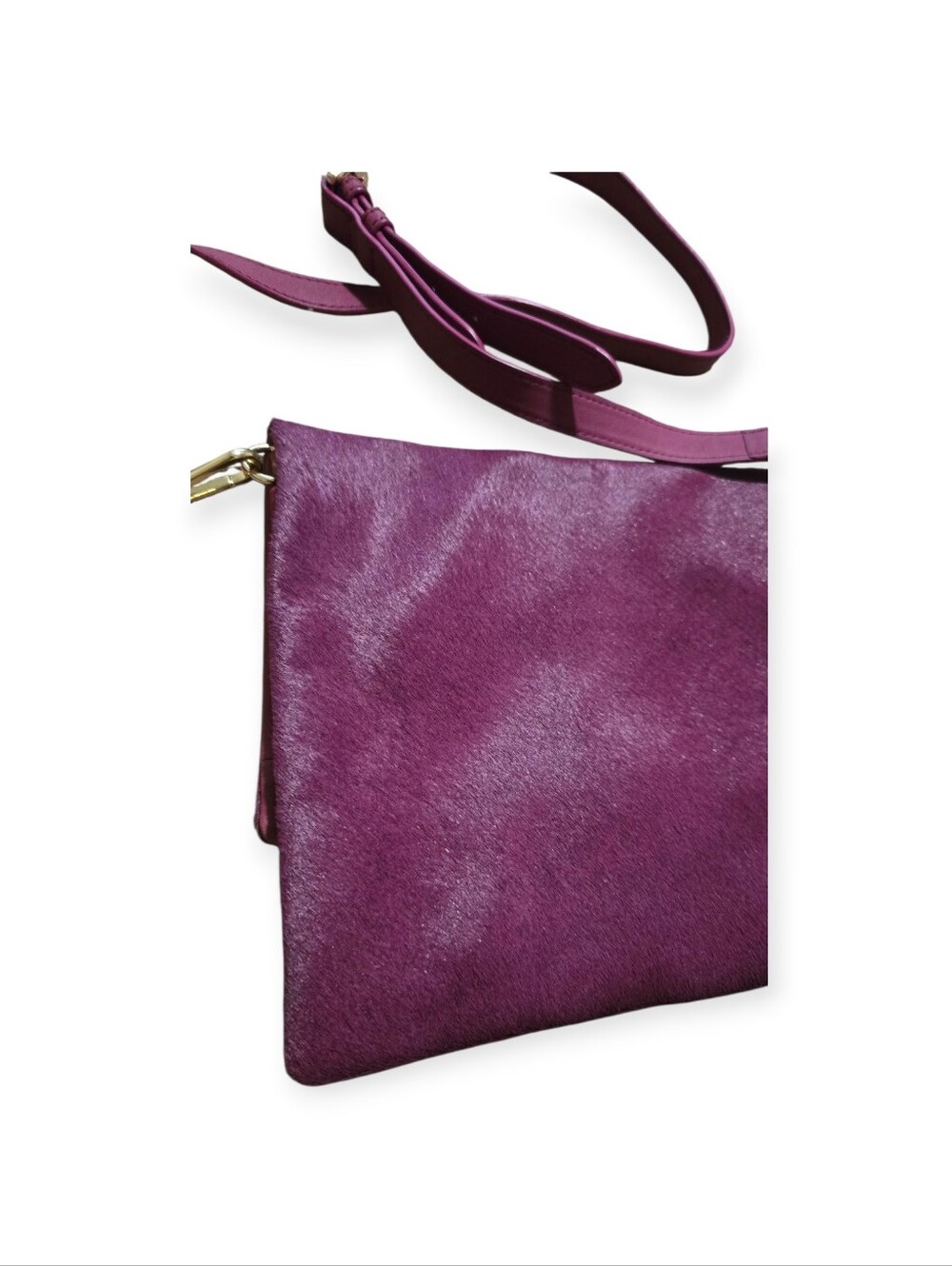 Ann Taylor Plum Pony Hair Envelope Crossbody - Picture 3 of 9